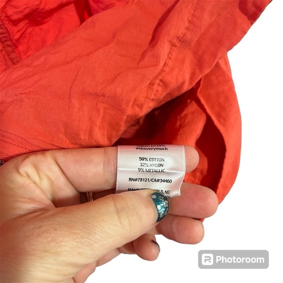 EILEEN FISHER ~ Orange Rumpled Metallic Jacket with Removable Hood Asymmetric - Picture 6 of 13